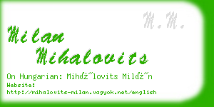 milan mihalovits business card